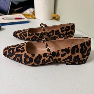 Franco Sarto Leopard Print maryjane ballet flats square toes 7